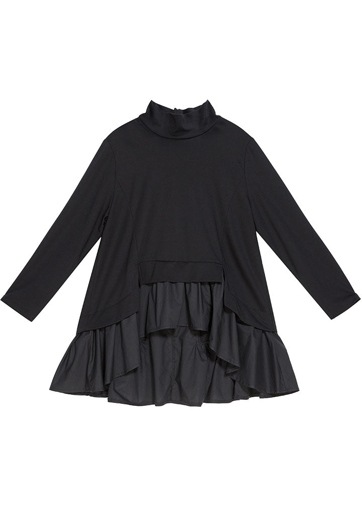Kvinnors Långärmad Top med Asymmetrisk Design och Volanger