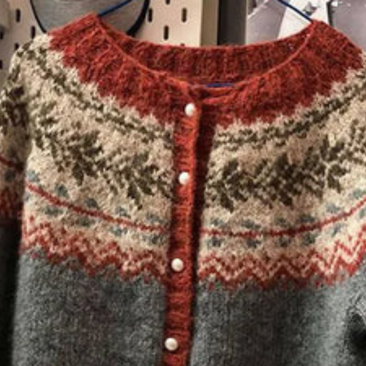 Kvinnors Löst Stickad Tröja med Konstnärlig Detalj