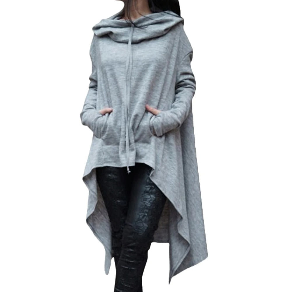 Kvinnors Modern Hoodie med Asymmetrisk Design