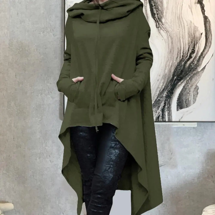 Kvinnors Modern Hoodie med Asymmetrisk Design