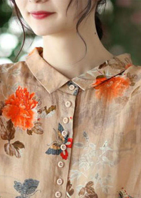 Kvinnors Orange Blus med Peter Pan Krage