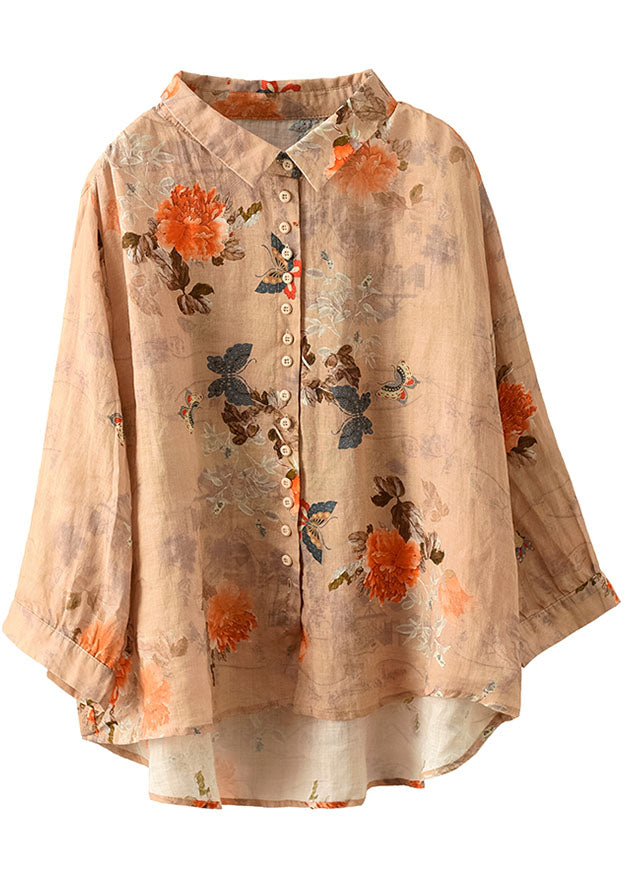 Kvinnors Orange Blus med Peter Pan Krage