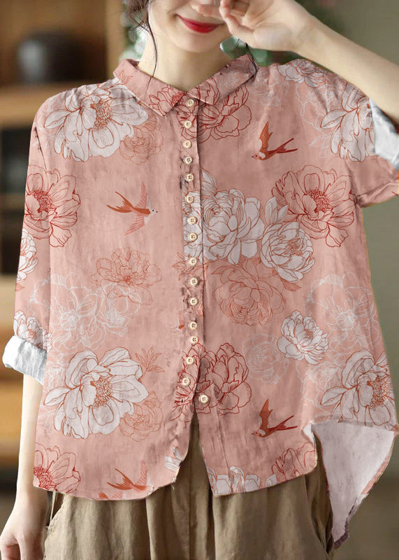 Kvinnors Orange Blus med Peter Pan Krage