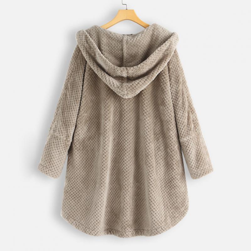 Kvinnors Oversized Huvjacka med Mjuk Struktur