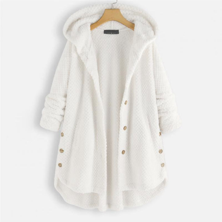 Kvinnors Oversized Huvjacka med Mjuk Struktur