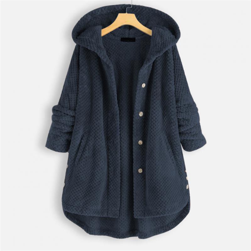 Kvinnors Oversized Huvjacka med Mjuk Struktur