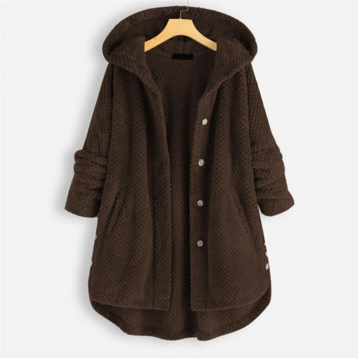 Kvinnors Oversized Huvjacka med Mjuk Struktur
