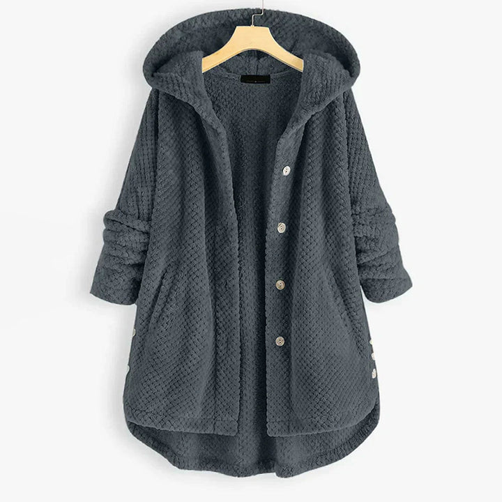 Kvinnors Oversized Huvjacka med Mjuk Struktur