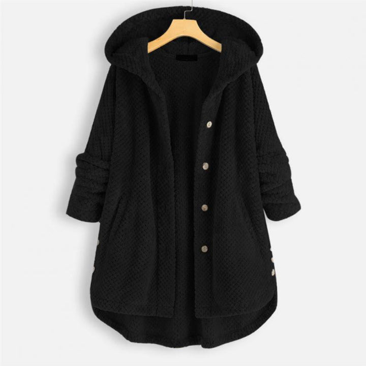 Kvinnors Oversized Huvjacka med Mjuk Struktur