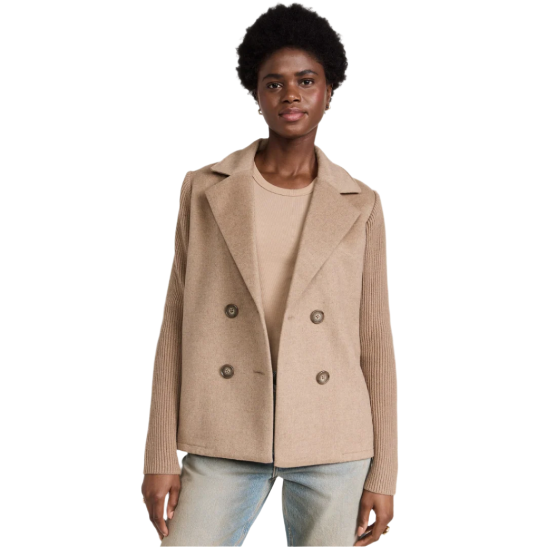 Kvinnors Stickad Blazer Kappa med Eleganta Detaljer