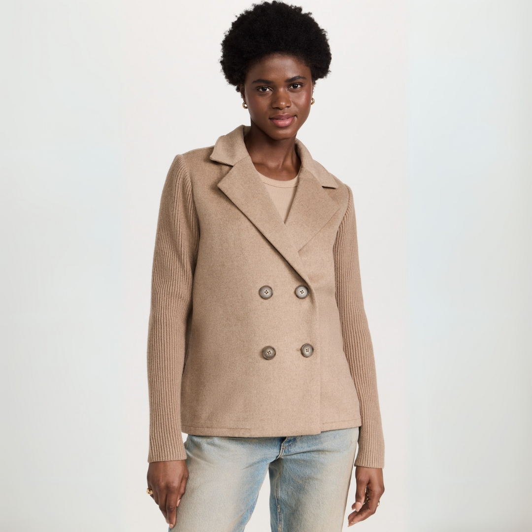 Kvinnors Stickad Blazer Kappa med Eleganta Detaljer