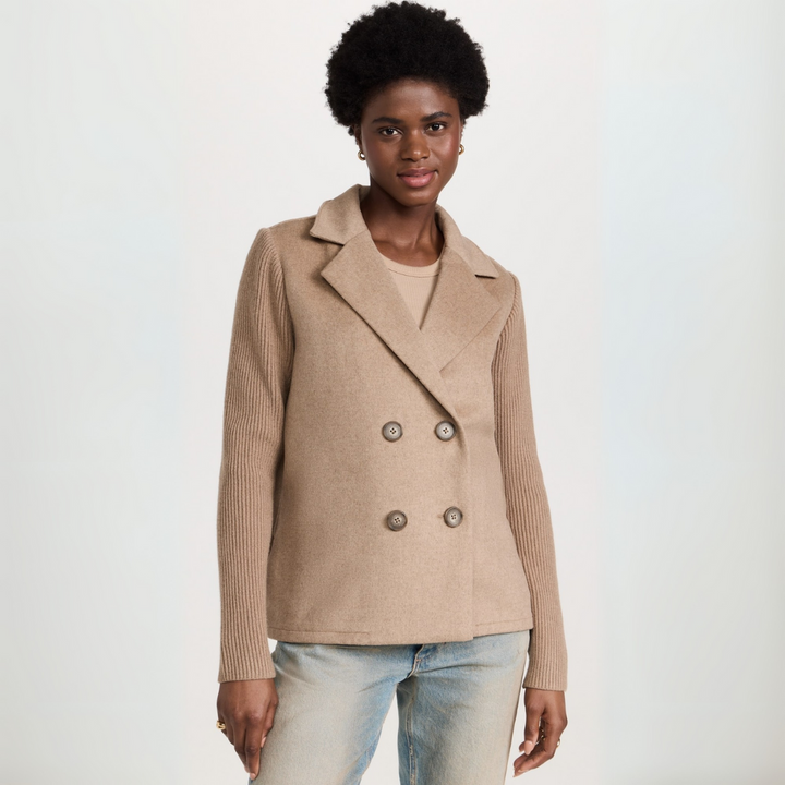 Kvinnors Stickad Blazer Kappa med Eleganta Detaljer