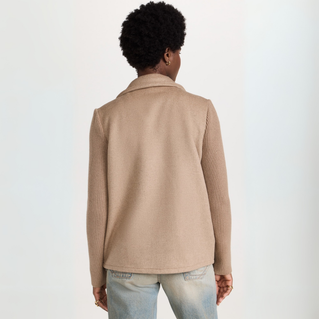 Kvinnors Stickad Blazer Kappa med Eleganta Detaljer