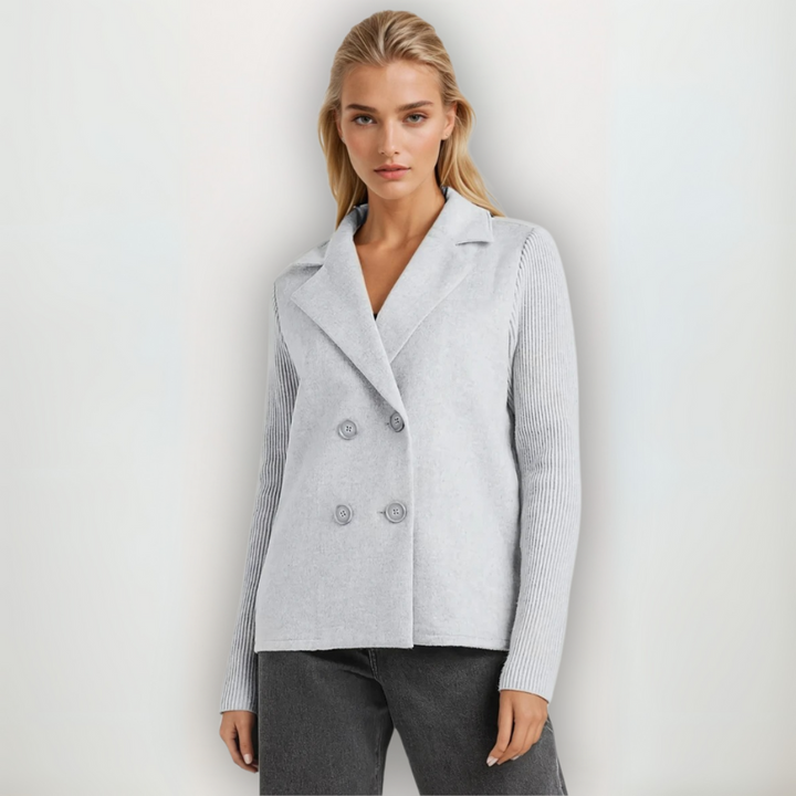 Kvinnors Stickad Blazer Kappa med Eleganta Detaljer