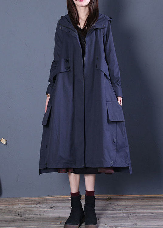 Kvinnors Trenchcoat med Hoodie och Dragkedja