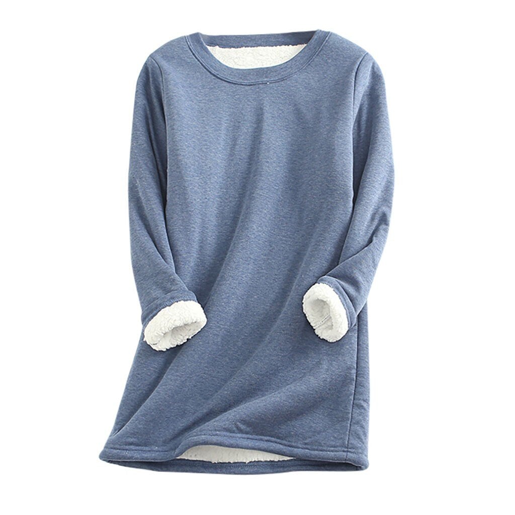 Kvinnors Varma Sherpa Fleece Långärmad Tröja