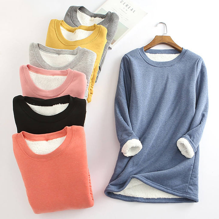 Kvinnors Varma Sherpa Fleece Långärmad Tröja
