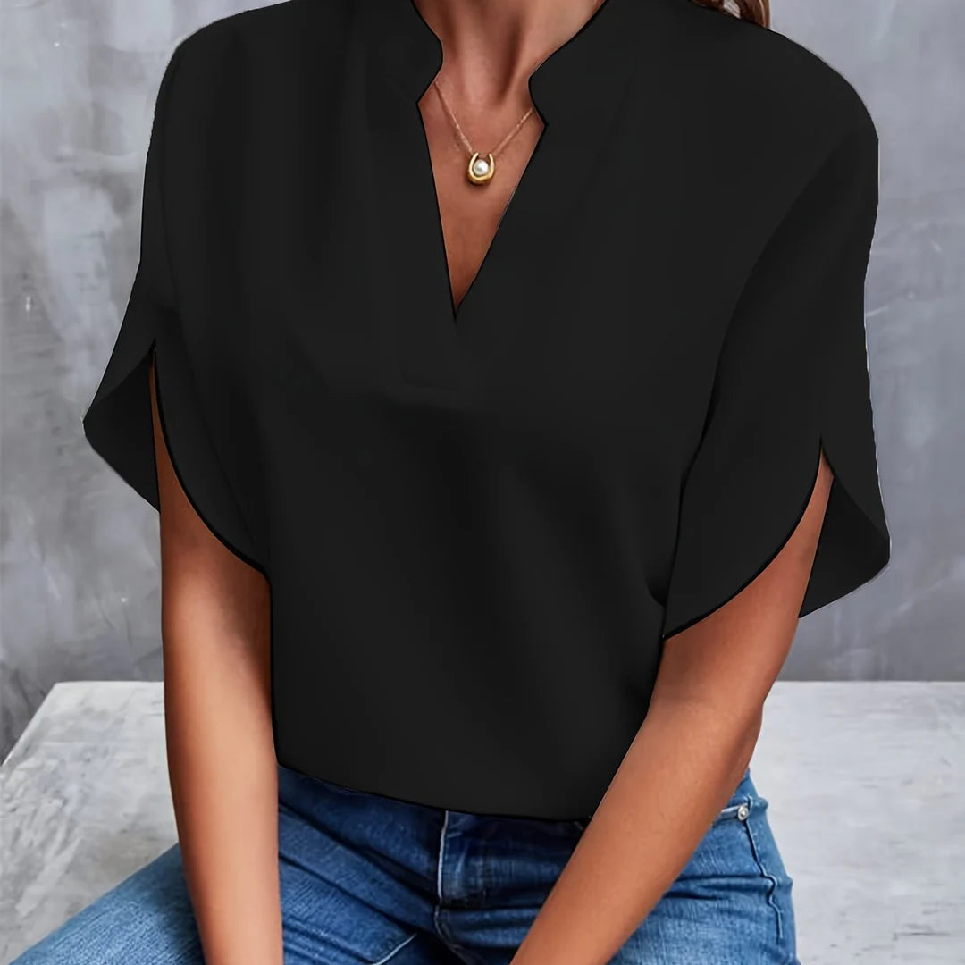 Kvinnors Elegant Blus Viskos Flödande Korta Ärmar