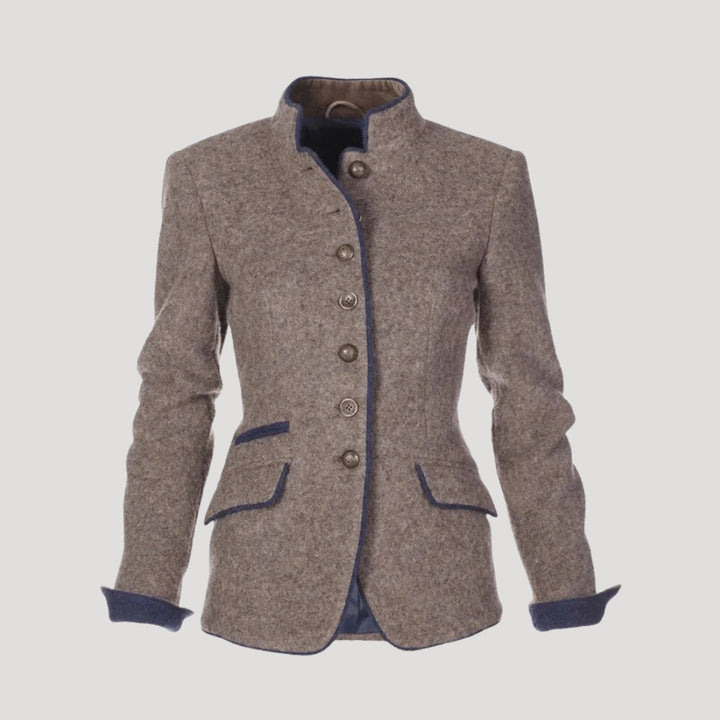 Dam tweed blazer med hög krage