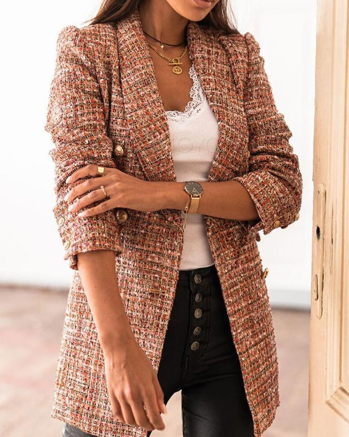Lång Blazer | Elegant | Knäppt | Tweed Blazer | Blazer för kvinnor