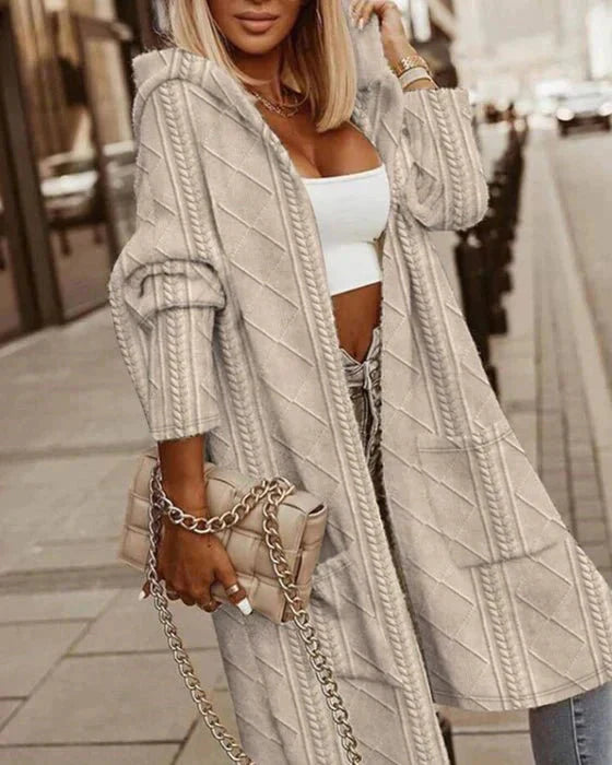 Lång Cardigan | Oversized | Öppen | Hooded Cardigan | Damkläder