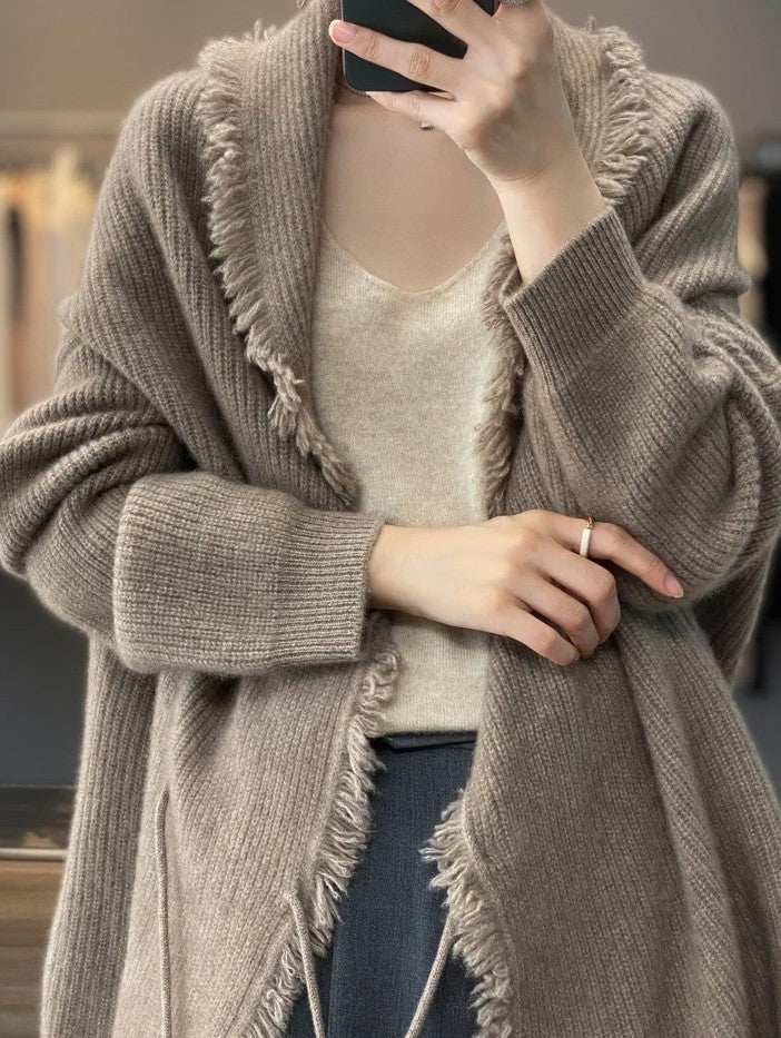 Lång Cardigan | Varm | Öppen Framtill | Stickad Cardigan | Damkläder