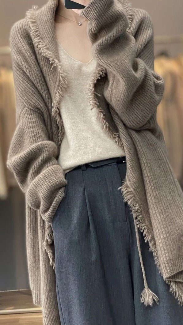 Lång Cardigan | Varm | Öppen Framtill | Stickad Cardigan | Damkläder