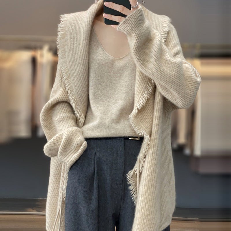 Lång Cardigan | Varm | Öppen Framtill | Stickad Cardigan | Damkläder