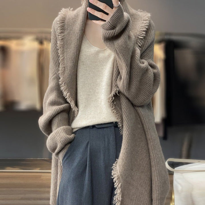 Lång Cardigan | Varm | Öppen Framtill | Stickad Cardigan | Damkläder