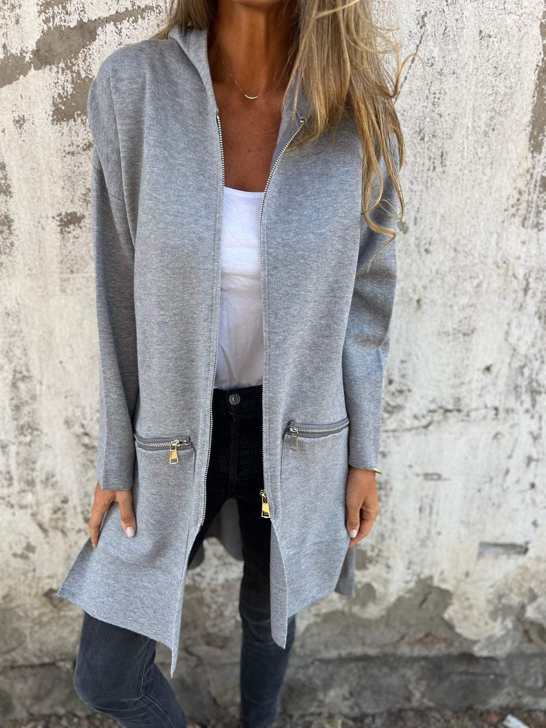 Lång Hoodie | Hooded | Loose Fit | Zip Hoodie | Zip Cardigan