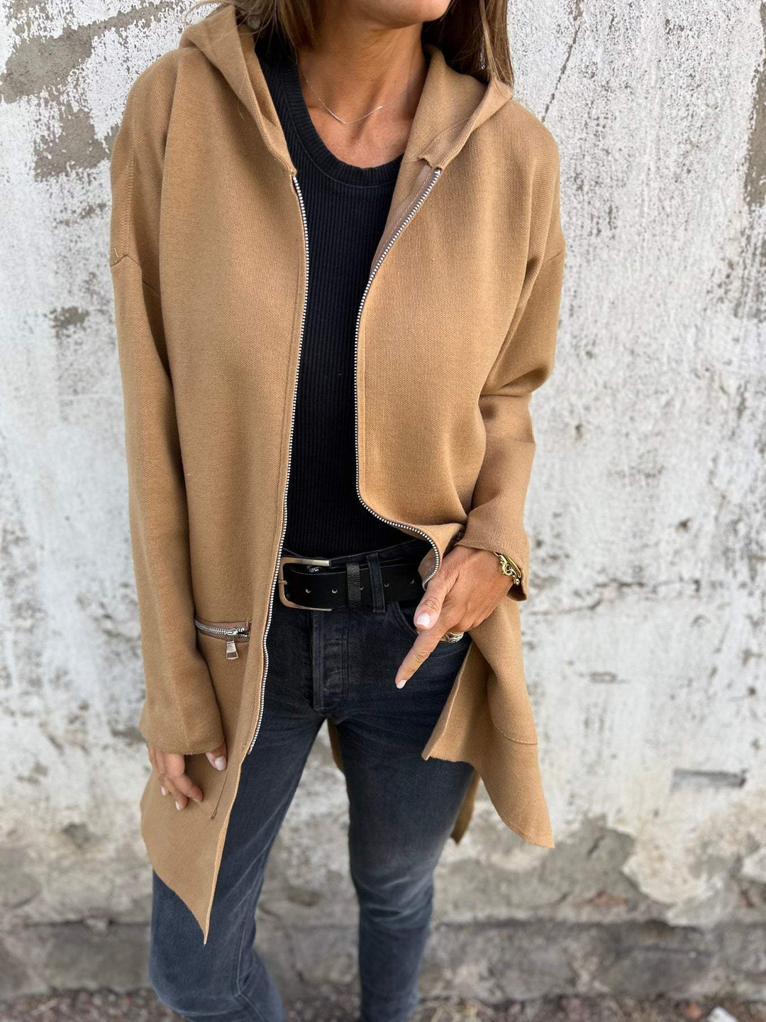 Lång Hoodie | Hooded | Loose Fit | Zip Hoodie | Zip Cardigan
