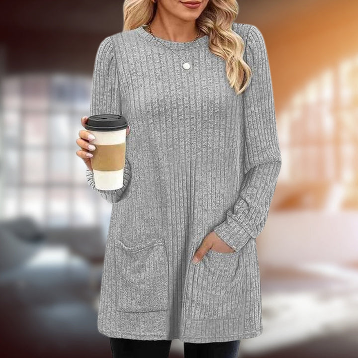 Lång tröja | Loose Fit | Fickor | Långärmad Pullover | Damkläder