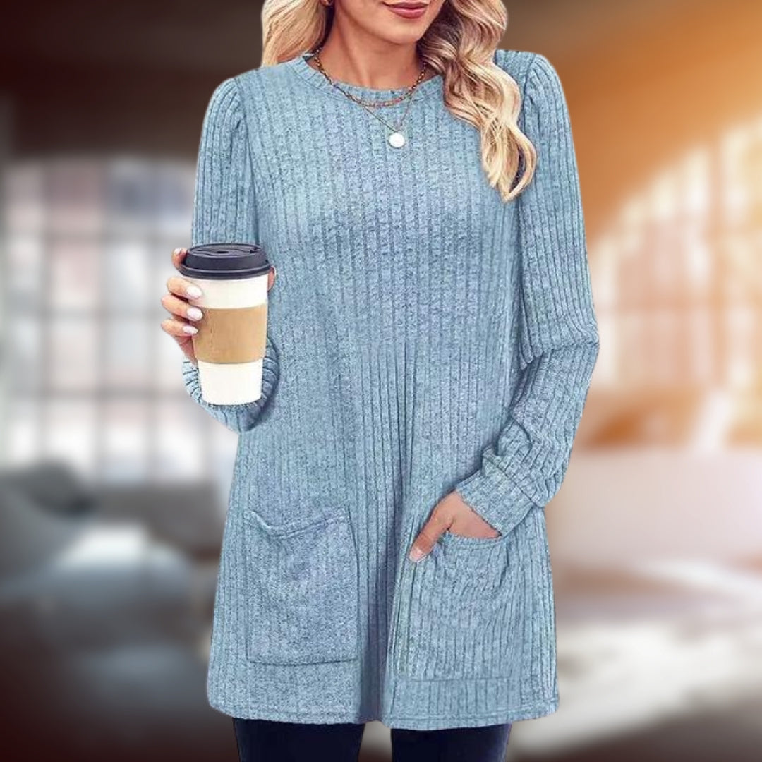 Lång tröja | Loose Fit | Fickor | Långärmad Pullover | Damkläder