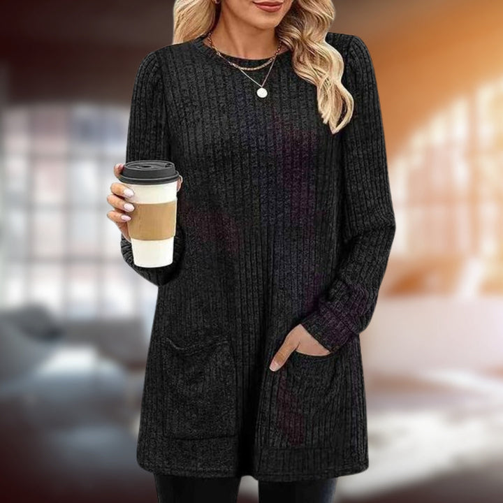 Lång tröja | Loose Fit | Fickor | Långärmad Pullover | Damkläder