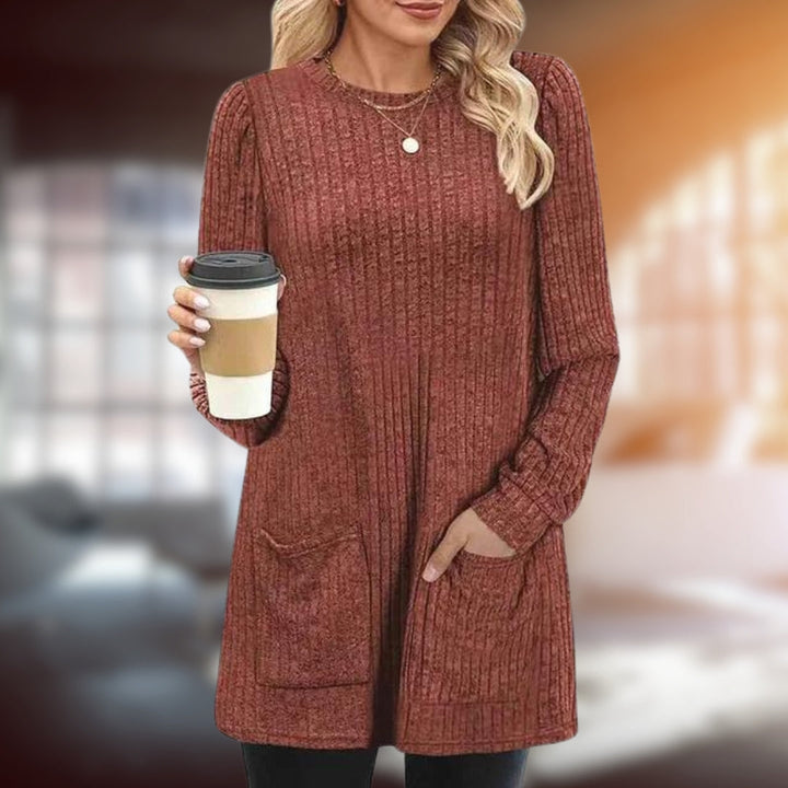 Lång tröja | Loose Fit | Fickor | Långärmad Pullover | Damkläder