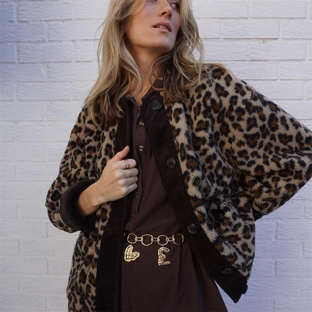 Leopardjacka | Varm | Fleece | Oversized jacka | Damjacka