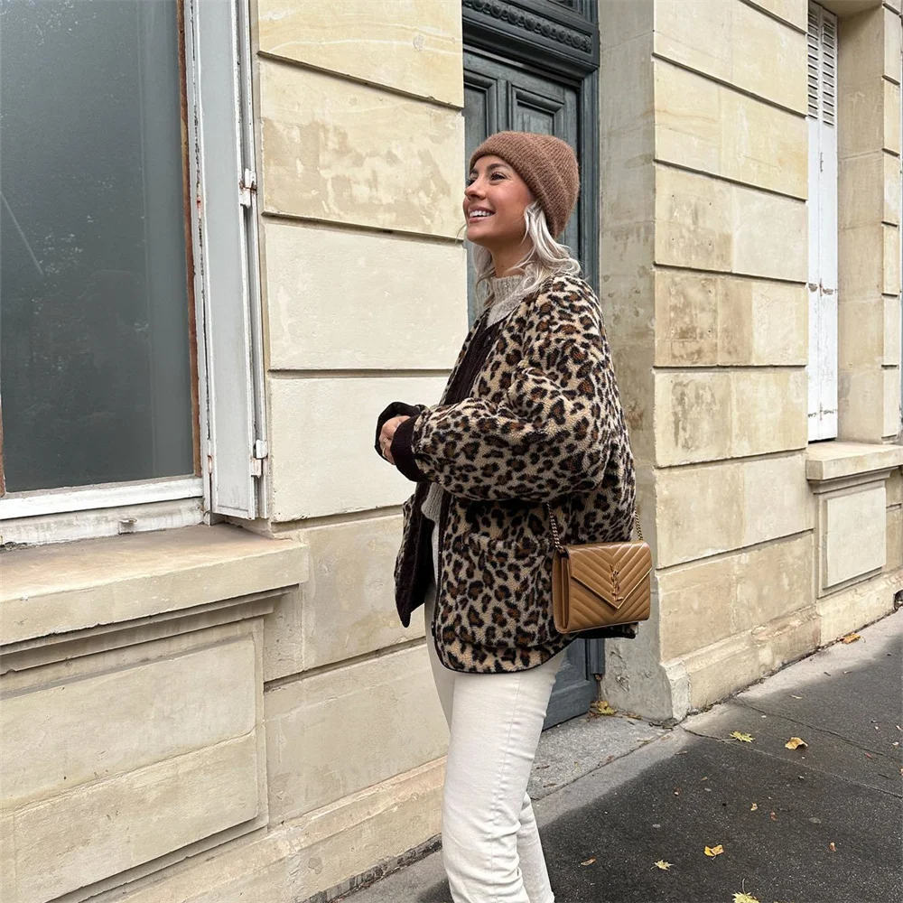 Leopardjacka | Varm | Fleece | Oversized jacka | Damjacka