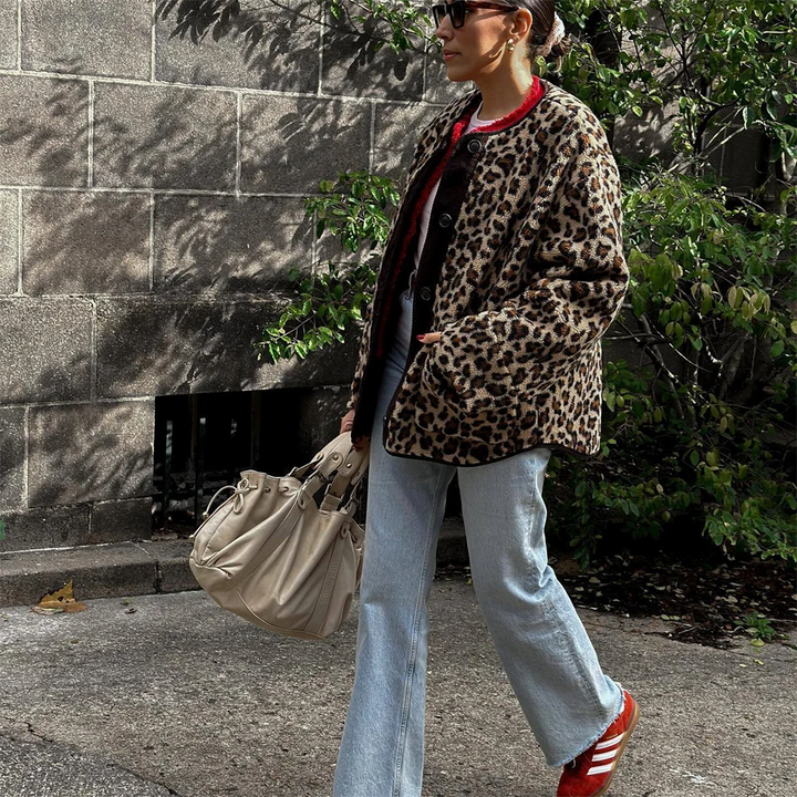 Leopardjacka | Varm | Fleece | Oversized jacka | Damjacka