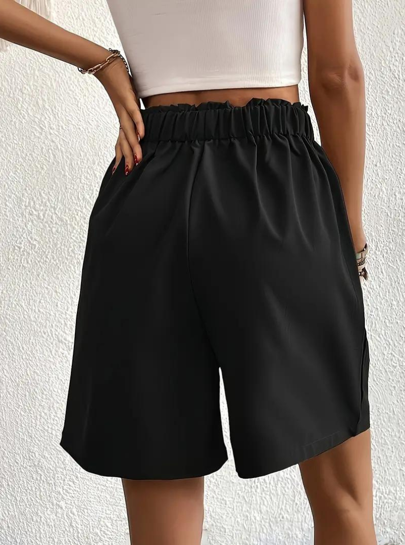 Linen Shorts - Hög midja - Fickor - Sommarshorts - Shorts med vida ben