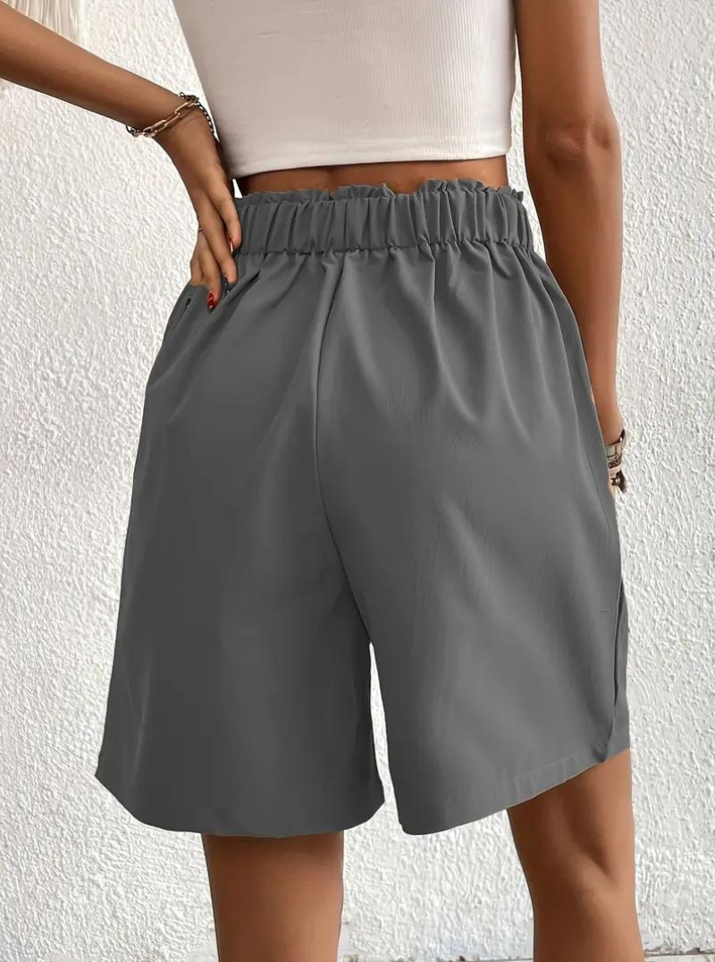 Linen Shorts - Hög midja - Fickor - Sommarshorts - Shorts med vida ben