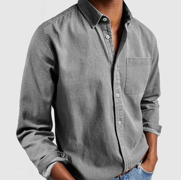 Linne Skjorta | Långärmad | Turndown Collar | Button Up Shirt | Herrkläder