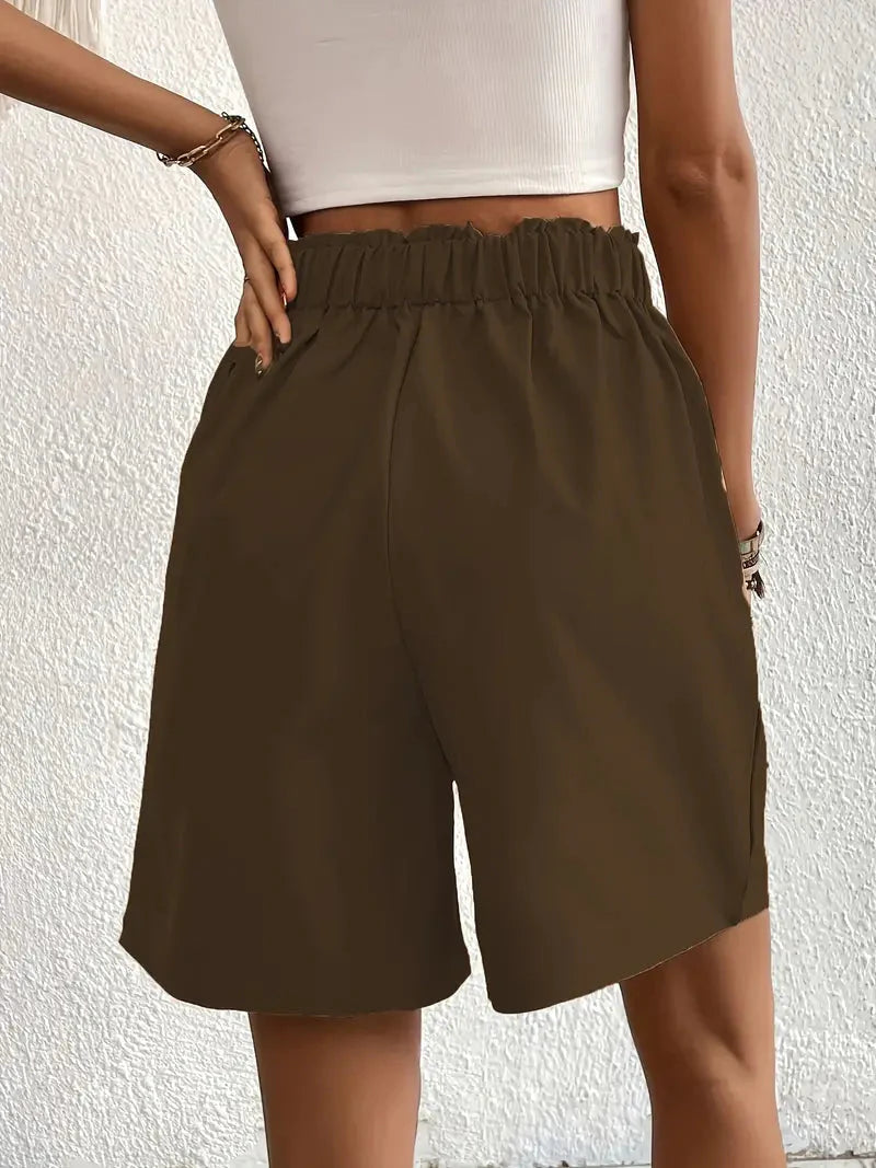 Linne shorts, Slantfickor, Hög midja, Damshorts, Sommarkläder