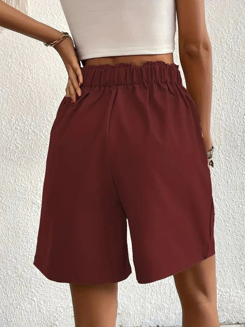 Linne shorts, Slantfickor, Hög midja, Damshorts, Sommarkläder