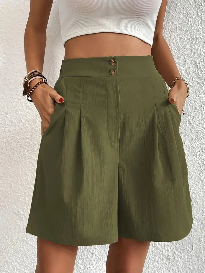 Linne shorts, Slantfickor, Hög midja, Damshorts, Sommarkläder