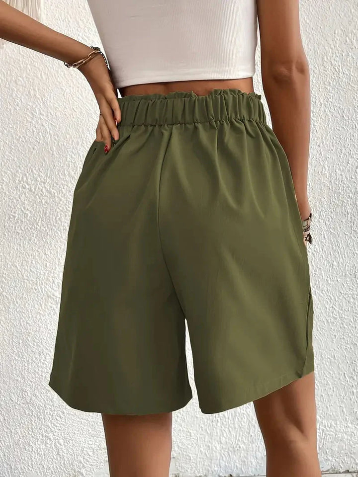Linne shorts, Slantfickor, Hög midja, Damshorts, Sommarkläder