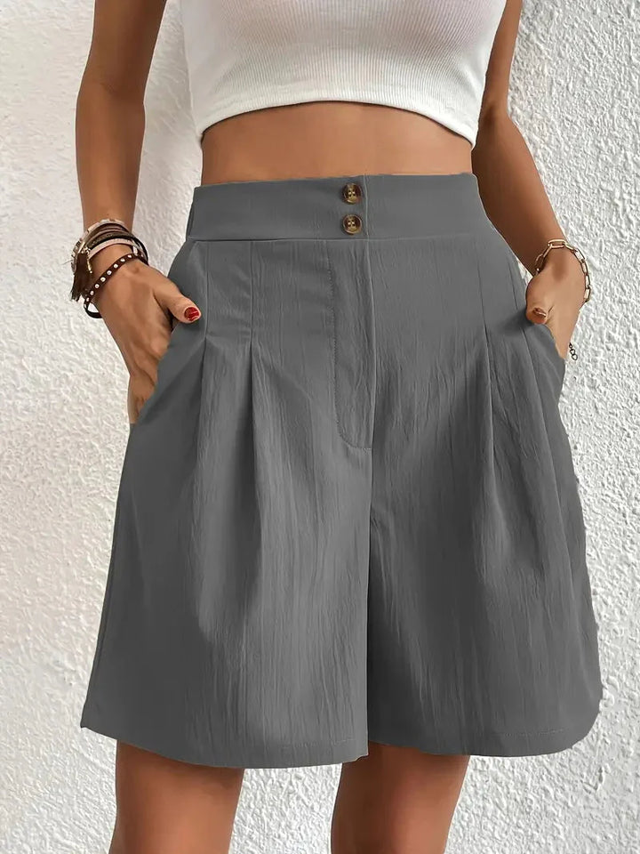 Linne shorts, Slantfickor, Hög midja, Damshorts, Sommarkläder