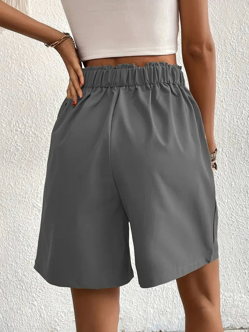 Linne shorts, Slantfickor, Hög midja, Damshorts, Sommarkläder