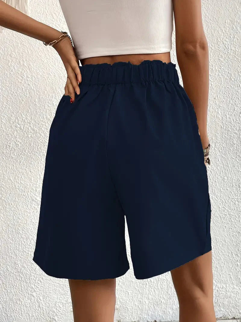 Linne shorts, Slantfickor, Hög midja, Damshorts, Sommarkläder