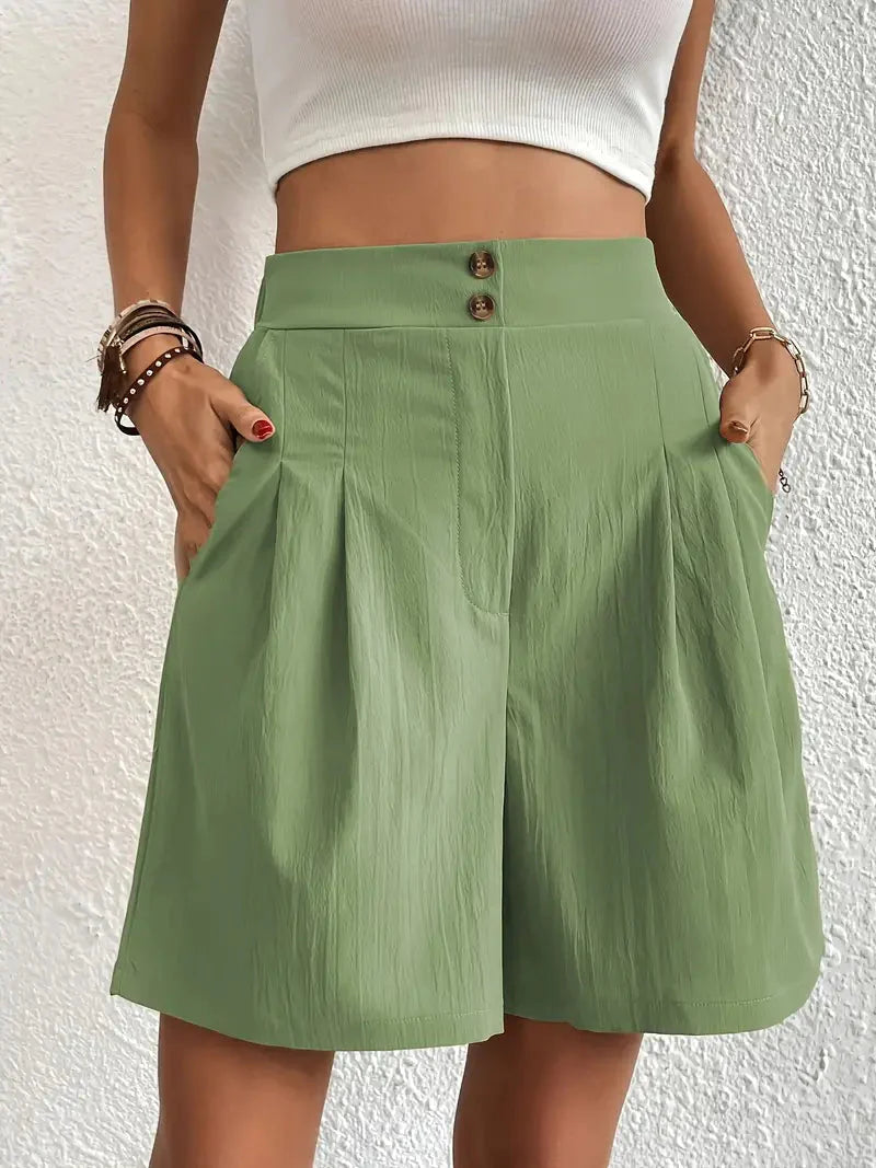 Linne shorts, Slantfickor, Hög midja, Damshorts, Sommarkläder