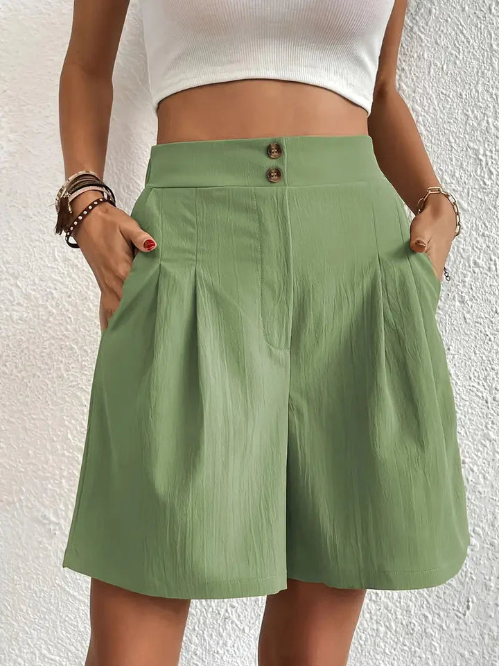 Linne shorts, Slantfickor, Hög midja, Damshorts, Sommarkläder